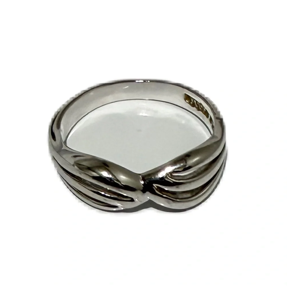 VTG Silver Tone Twisted Band Ring